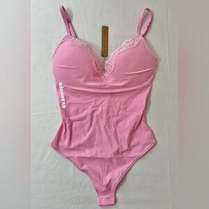SKIMS Fits Everybody Lace Push Up Cami Bodysuit Pink